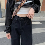 High Rise Loose Fit Black Boyfriend Jeans for Women