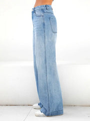 Women's High Rise Wide Leg Denim Jeans with Pockets