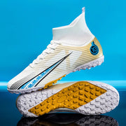 Men's High-Top Soccer Cleats for Grass Training