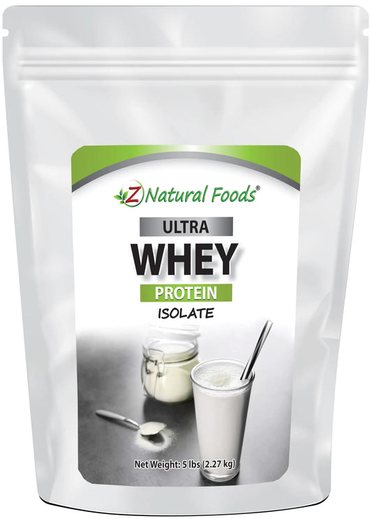 Z Natural Foods Ultra Whey Protein Isolate Powder - Pure Unflavored Unsweetened Whey Protein Powder - Flavorless Whey Isolate with Vital Proteins for Fitness Sports Nutrition Immune Support 5 lb