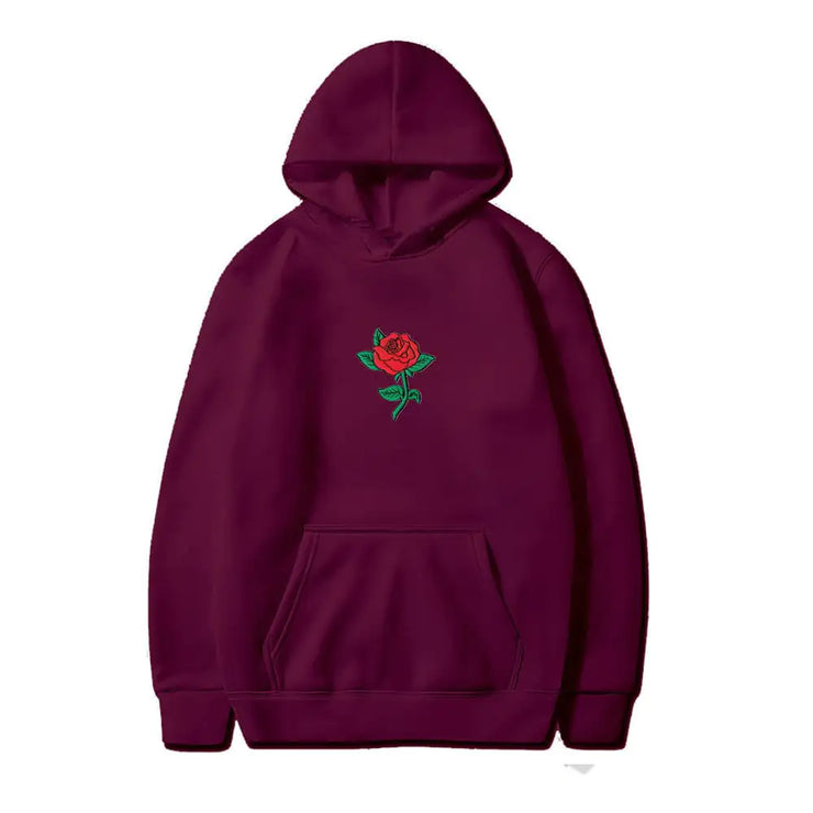 Rose Print Unisex Fashion Hooded Sweatshirt