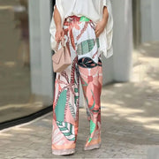 V-Neck Printed Wide Leg Pants Set