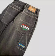 American Retro Alien Print Harajuku Wide-leg Jeans
