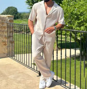 Men's Fashion Sports Two-Piece Set – Casual Short Sleeve Top