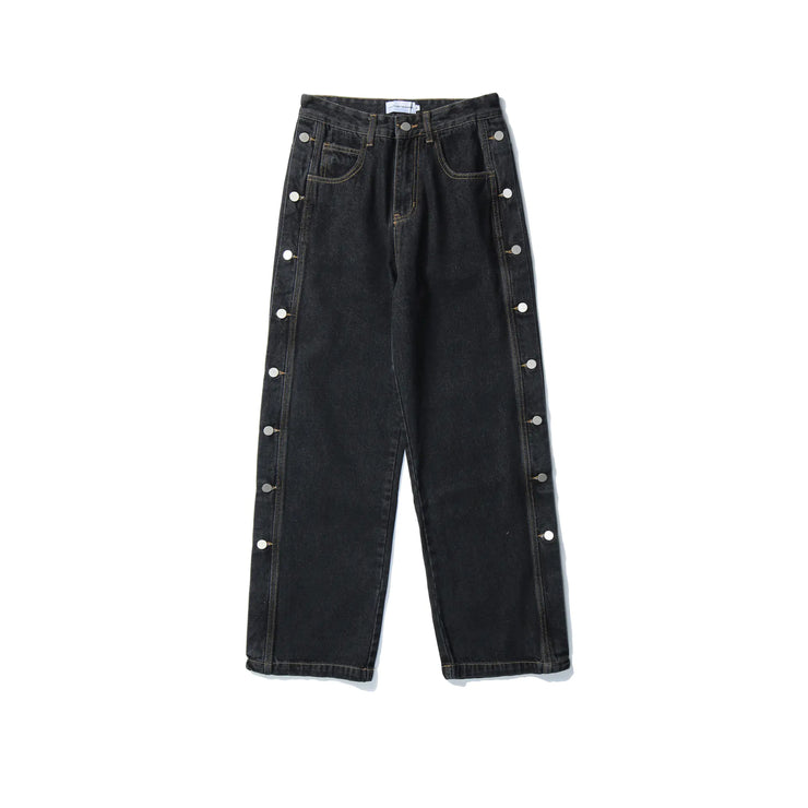Wide-Leg Pants with Side Buttons
