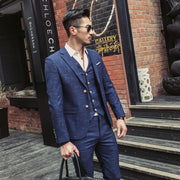 Men's Slim Fit Plaid Three-Piece Suit Set (Plus Size)