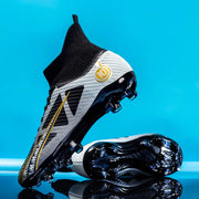 Men's High-Top Soccer Cleats for Grass Training