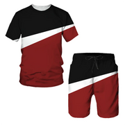 3D Printed Summer Stripe 2-Piece Men's Gym Suit