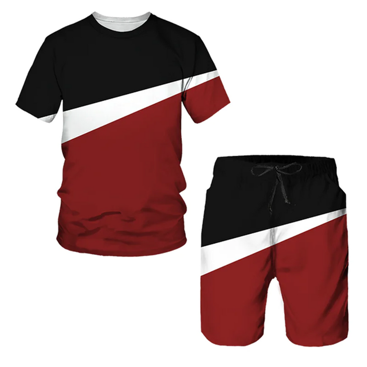 3D Printed Summer Stripe 2-Piece Men&
