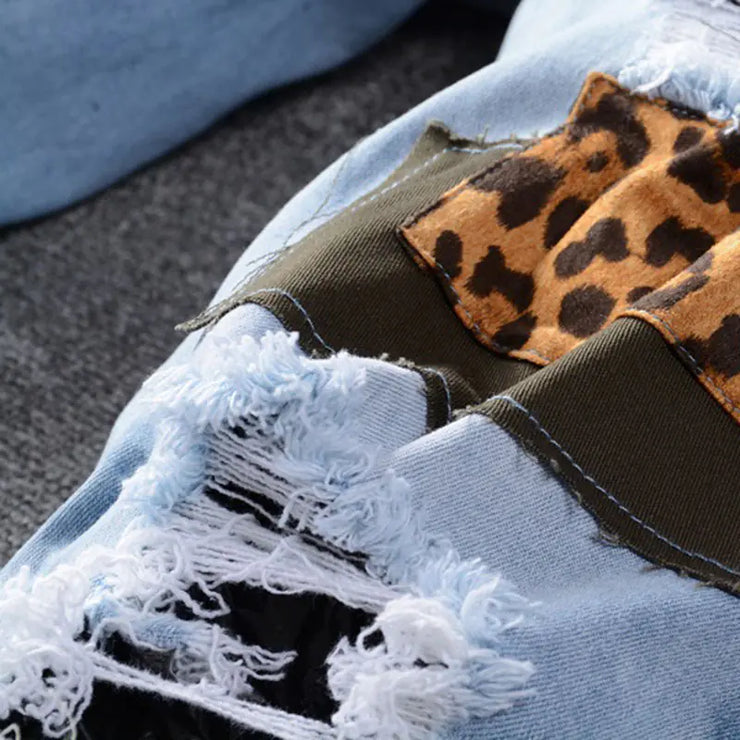 Fashion Patch Ripped Stretch Skinny Jeans