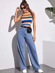 High Rise Loose Baggy Boyfriend Jeans - Wide Leg Denim