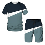 3D Printed Summer Stripe 2-Piece Men's Gym Suit