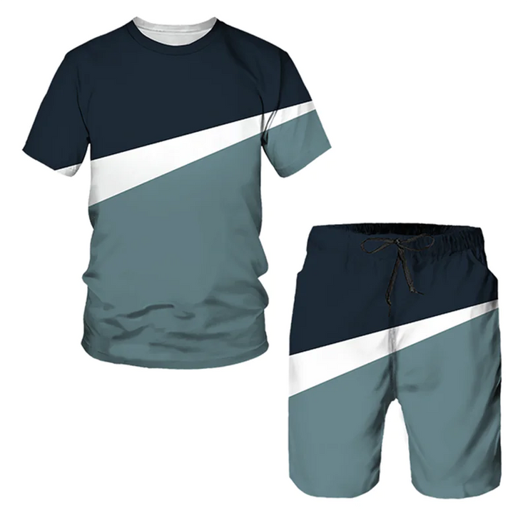 3D Printed Summer Stripe 2-Piece Men&