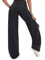 Women's Black Ripped High Waist Baggy Denim Jeans
