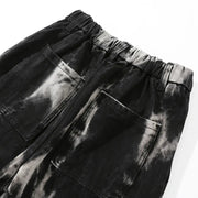Men's Tie-Dye Denim Jeans with Elastic Waist - Loose Fit