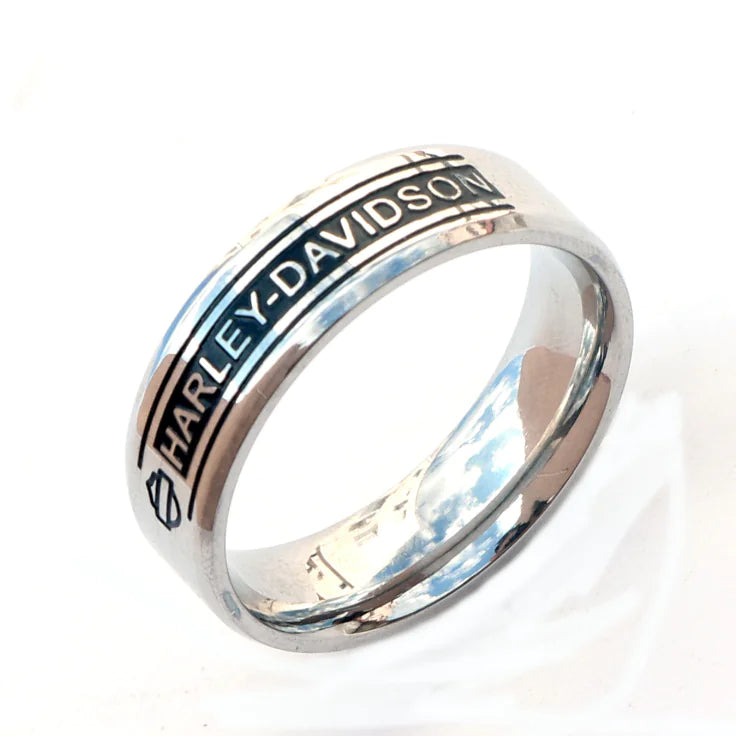 Titanium Steel Ring - Harley Style Band