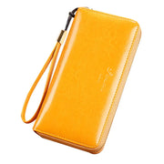 Women's Large Leather Zipper Wallet Clutch