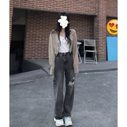 Women's High-Rise Loose Wide-Leg Straight Jeans