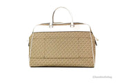 Michael Kors Travel Large Light Cream Signature PVC Top Zip Weekender Duffle Bag