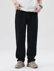 Men's Loose Fit Solid Color Washed Jeans