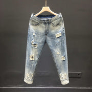 Men's Lightly Washed Jeans with Holes