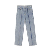 Street Washed Stitching Straight Jeans for All Genders