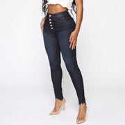 Slim High-Waisted Elastic Leg Jeans for Fashionable Look