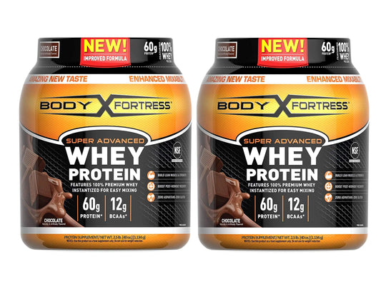 Body Fortress Super Advanced Whey Protein Powder Gluten Free Chocolate Flavor 2 Pound Pack of 2