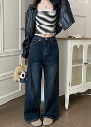Low Waist Straight Vintage Washed Denim Jeans