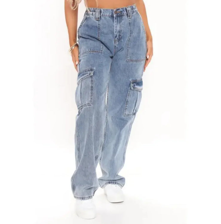 High Waist Baggy Wide Leg Workwear Jeans