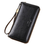 Women's Large Leather Zipper Wallet Clutch