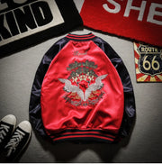 Bee Embroidered Reversible Baseball Jacket (Harajuku Style)