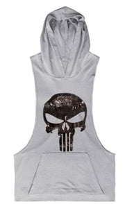 Men's Summer Vest with Skull Pattern Gym Hoodie