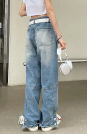 American Retro Women's Multi Pocket Overalls Jeans