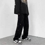 American Retro Speckled Jeans with Design Sense