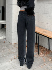 High Waist Straight Jeans - Loose Fit Baggy Denim