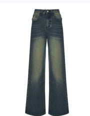 Women's Washed Gradient Retro Mid-Waist Jeans