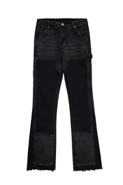 Men's Fashion Retro Black Slightly Flared Loose Jeans