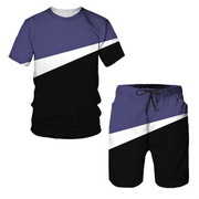 3D Printed Summer Stripe 2-Piece Men's Gym Suit