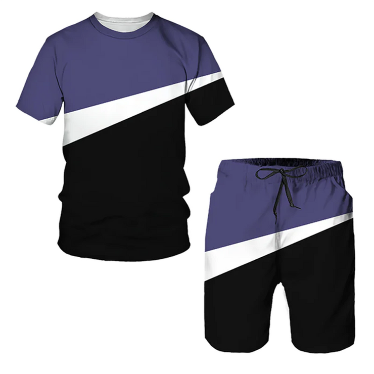 3D Printed Summer Stripe 2-Piece Men&