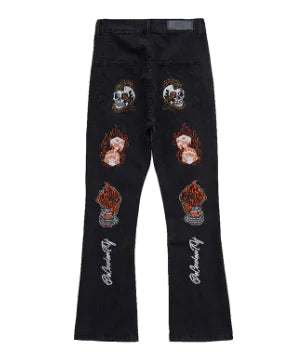 High Street Hip Hop Back Embroidered Jeans