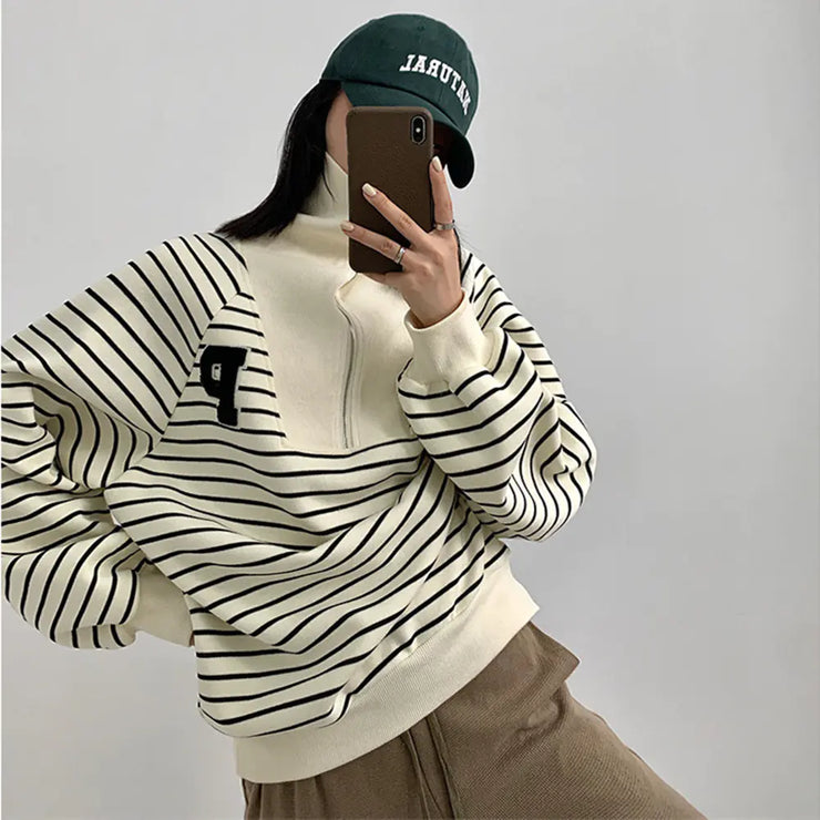 Retro American POLO Collar Top with Vintage Vibe