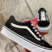 Classic Black and White Canvas Sneakers for Couples