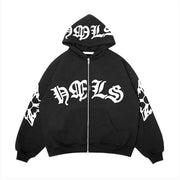 Gothic Letter Print Hoodie
