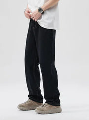 Men's Loose Fit Solid Color Washed Jeans