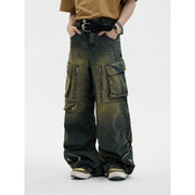 Retro Design Multi-Pocket Work Style Jeans