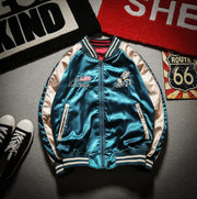 Bee Embroidered Reversible Baseball Jacket (Harajuku Style)