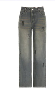 Loose Distressed Wide Leg Printed Jeans in Street Style