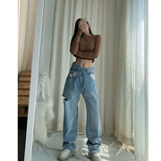 Women's Ripped Loose High Waist Jeans