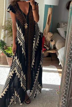 WOLFF - Printed Loose Beach Dress (One Piece)